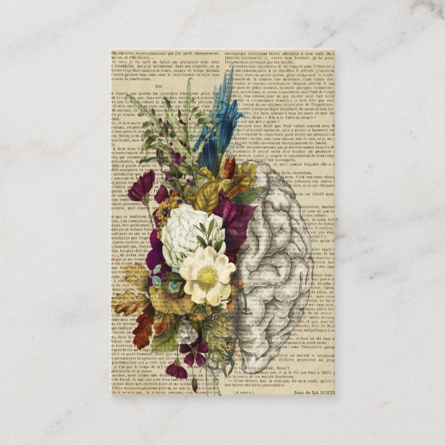 Tarjeta De Citas poster de anatomía cerebral floral médica (Anverso)