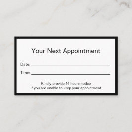 Tarjeta De Citas Práctica médica profesional en blanco y negro