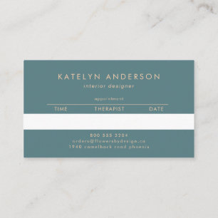 Tarjeta De Citas Profesional elegante de color blanco y dorado mode