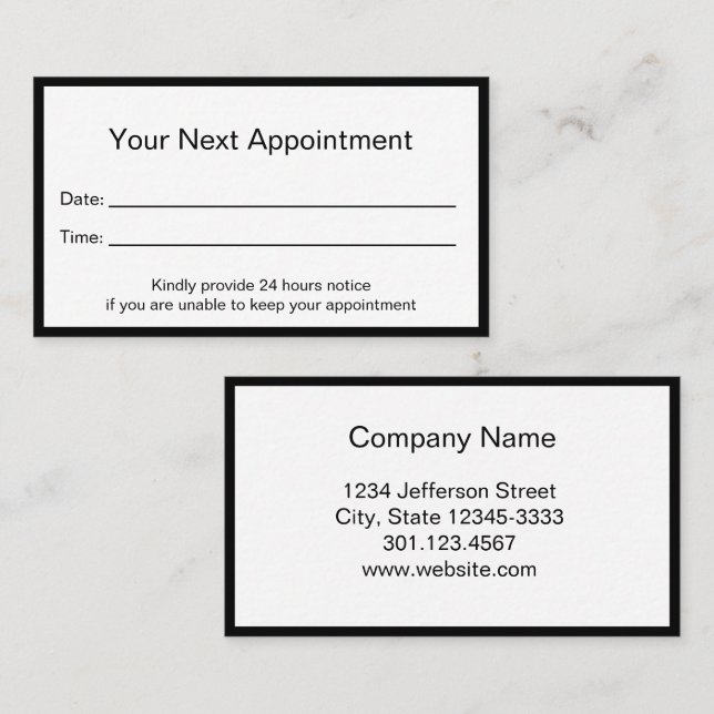Tarjeta De Citas Profesional minimalista (Anverso / Reverso)