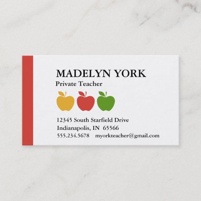 Tarjeta De Citas Profesora privada (Anverso)