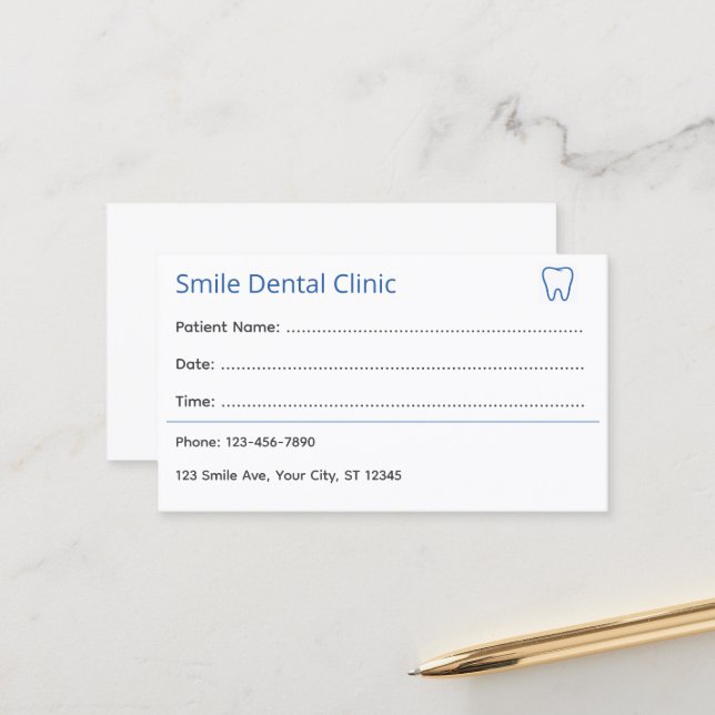 Tarjeta De Citas Professional Dental Appointment Card (Anverso/Reverso In Situ)
