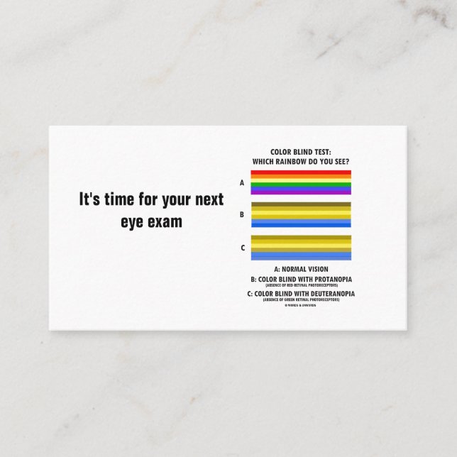 Tarjeta De Citas Prueba del daltónico: ¿Qué arco iris usted ve? (Anverso)