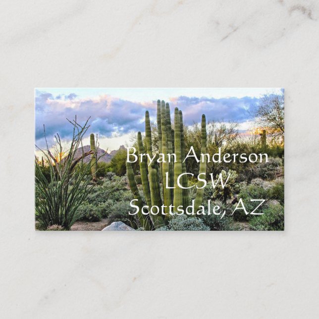 Tarjeta De Citas Puesta del sol del Succulent de Scottsdale (Anverso)