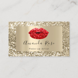 Tarjeta De Citas Purpurina DE LIPS DE BESO ROJO DE ARTISTA DE Oro