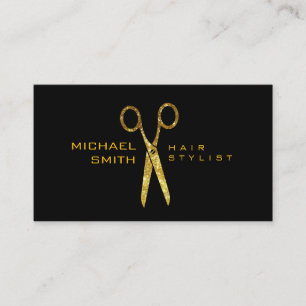 Tarjeta De Citas Purpurina de oro Tijeras Hair Stylist Nombramiento