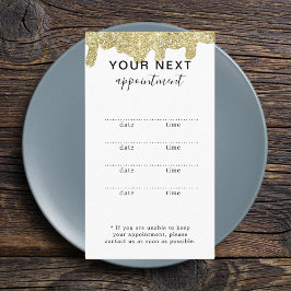 Tarjeta De Citas Purpurina Holográfico Firma moderna Glam Gold