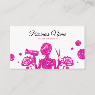 Tarjeta De Citas Purpurina rosa moda Peluquería Floral