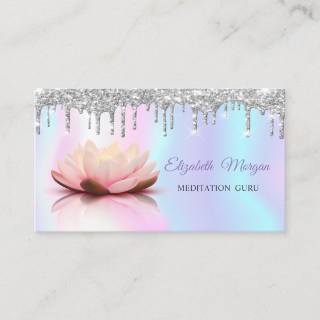 Tarjeta De Citas Purpurinas de Lotus Holographic (Anverso)