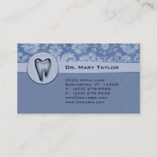 Tarjeta De Citas Rayas molares dentales del azul 2 del damasco de