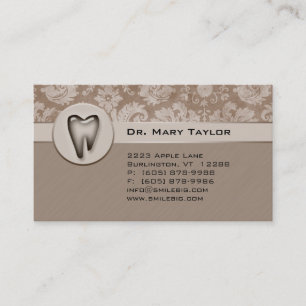 Tarjeta De Citas Rayas molares dentales del beige del damasco de la