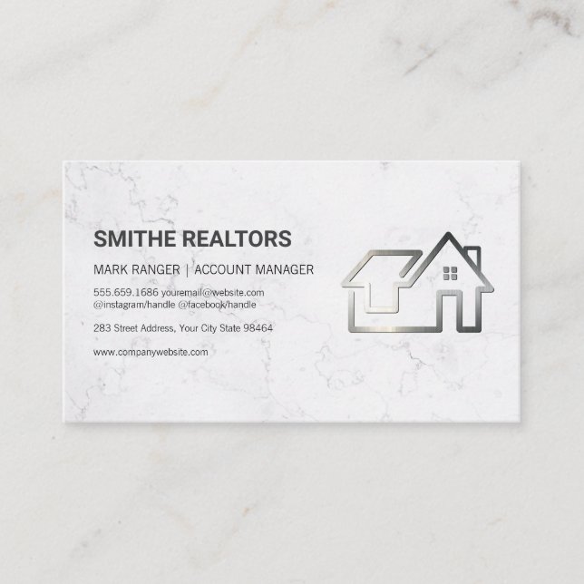 Tarjeta De Citas Realtors | Logotipo de metal doméstico (Anverso)