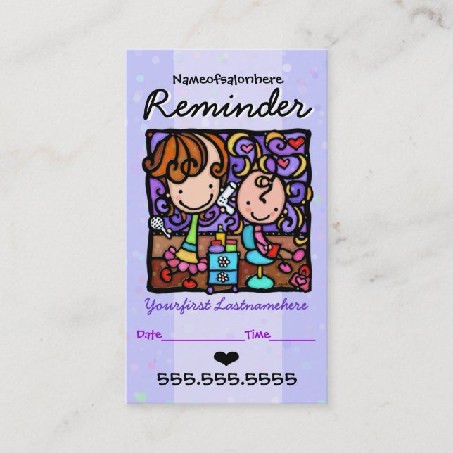 Tarjeta De Citas Recordatorio del pelo (Anverso)