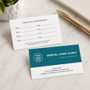 Tarjeta De Citas Recordatorio profesional de odontología dental azu