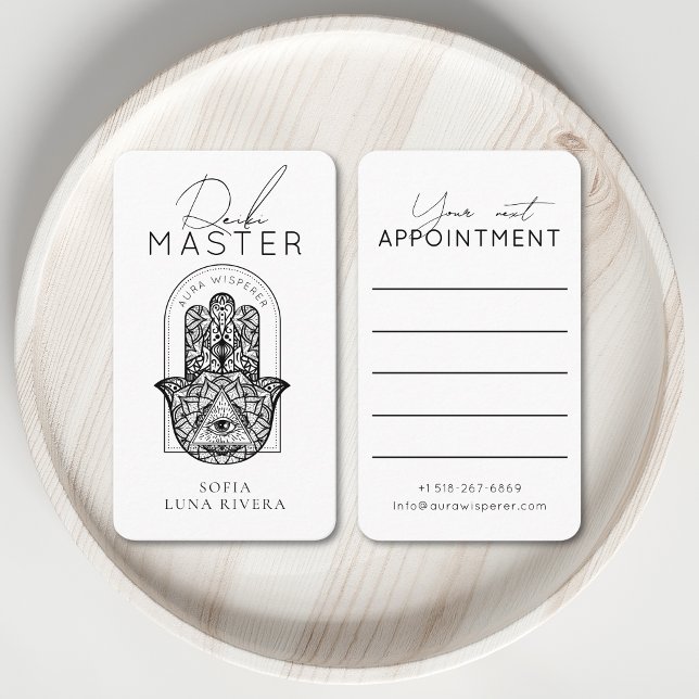 Tarjeta De Citas Reiki Master Hamsa Hand Evil Eye Yoga Therapist (Reiki Master Hamsa Hand Evil Eye Yoga Therapist Appointment Card)