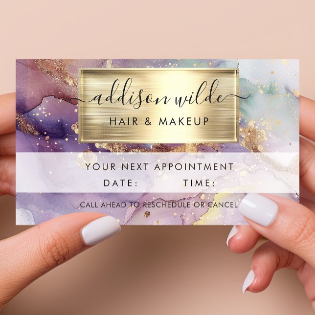 Tarjeta De Citas Relieve metalizado dorado Lilac Purpurina Watercol (Subido por el creador)