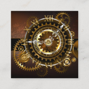 Tarjeta De Citas Reloj de vapor con engranajes antiguos