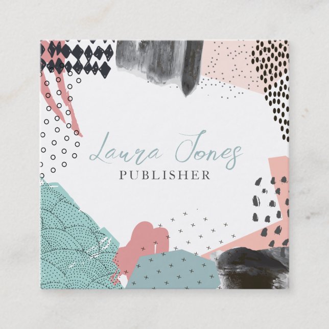 Tarjeta De Citas Resumen del editor de Collage de arte Square (Anverso)