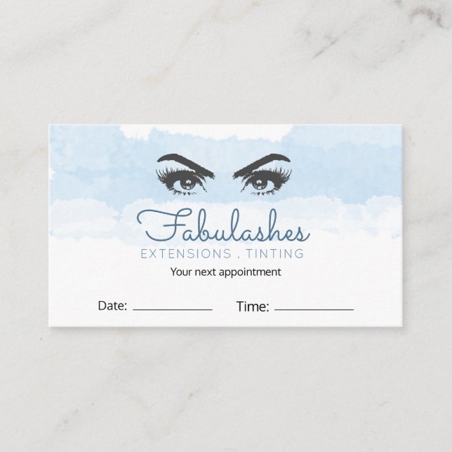 Tarjeta De Citas Resumen Pastel Azul Artista De Maquillaje Eyelash (Anverso)