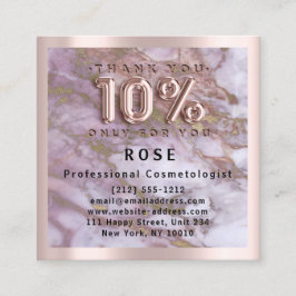 Tarjeta De Citas Rosa 10% de descuento Logotipo Cabello de oro Márm