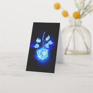 Tarjeta De Citas Rosa azul en llamas