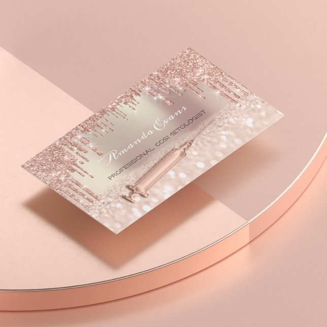 Tarjeta De Citas Rosa de goteo Purpurina Jeringa Inyecciones Botox  (Subido por el creador)