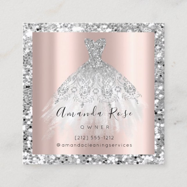 Tarjeta De Citas Rosa del planificador de eventos boda Glitter de o (Anverso)