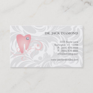 Tarjeta De Citas Rosa dental 3 del logotipo del diente del diamante