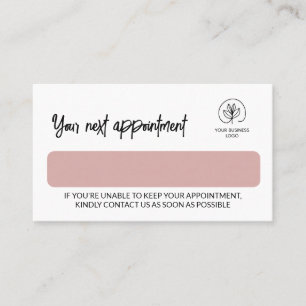 Tarjeta De Citas Rosa Polvoriento Blanco Con El Logotipo De Su Empr