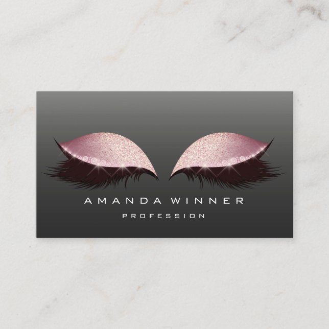 Tarjeta De Citas Rosa Purpurina de maquillaje de pestañas negras ro (Anverso)