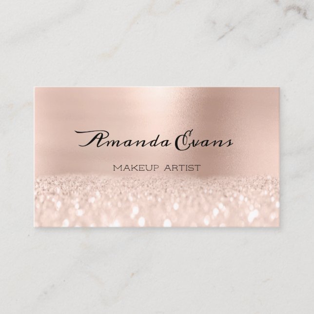 Tarjeta De Citas Rosa Purpurina de Oro maquillaje Artista Cosmetólo (Anverso)