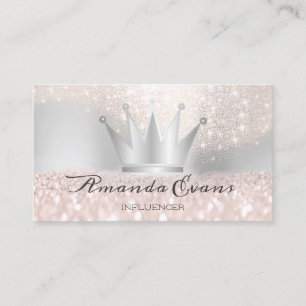 Tarjeta De Citas Rosa Purpurina maquillado artista de la corona de
