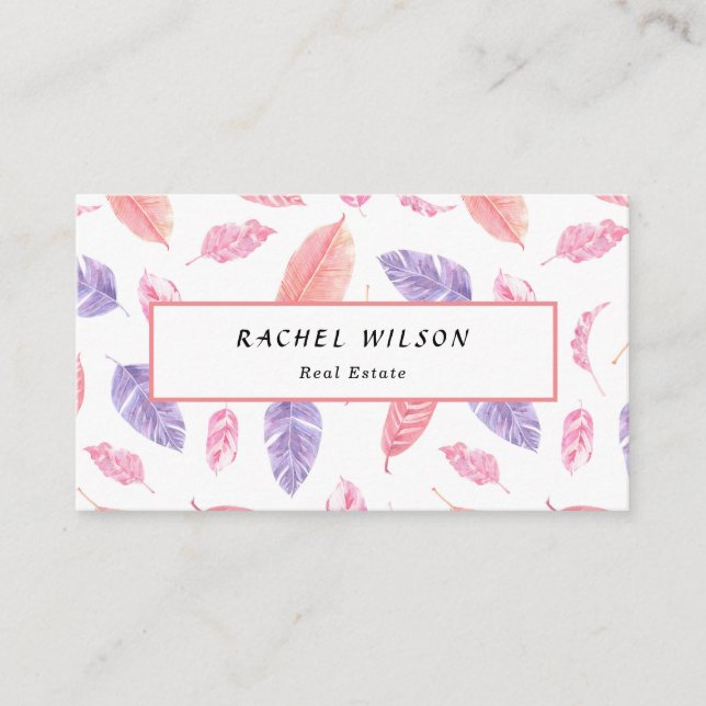 Tarjeta De Citas Rosa tropical Realtor blanco (Anverso)