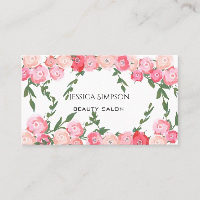 Tarjeta De Citas Rosas de acuarela boho ruborizados simples (Anverso)
