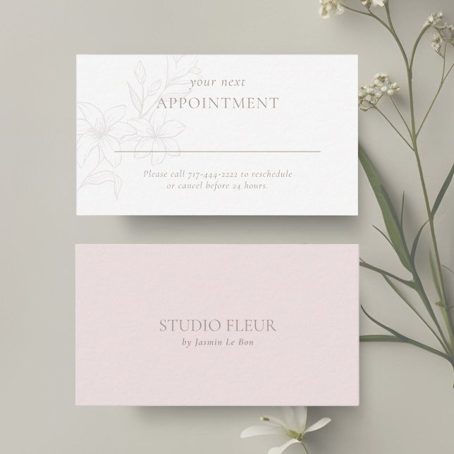 Tarjeta De Citas Rubor y blanco | Floral mínima Boho moderna (Subido por el creador)
