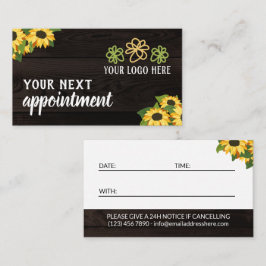 Tarjeta De Citas Rústicos girasoles Madera grano tu logo