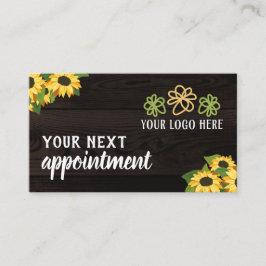 Tarjeta De Citas Rústicos girasoles Madera grano tu logo
