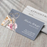 Tarjeta De Citas Salon azul degustado con flores de color vintage y<br><div class="desc">Tarjeta de recordatorio de cita azul con sabor a piel de cosecha estilista o de cosecha de pelo.</div>