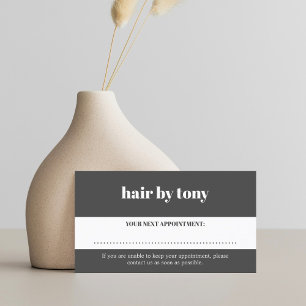 Tarjeta De Citas Salón blanco gris oscuro y negrita mínimo
