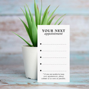 Tarjeta De Citas Salón Blanco Negro Sencillo y Elegante