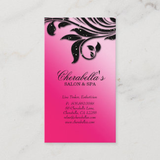 Tarjeta De Citas Salon Business Card Elegante Black Pink Sparkle