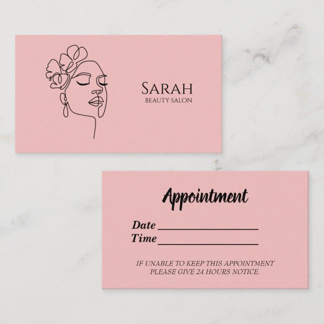 Tarjeta De Citas Salón de belleza (Anverso / Reverso)