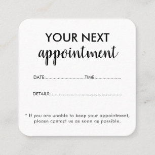 Tarjeta De Citas Salón de Belleza Blanco Moderno y Elegante