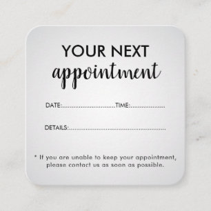 Tarjeta De Citas Salón de Belleza Blanco Moderno y Elegante
