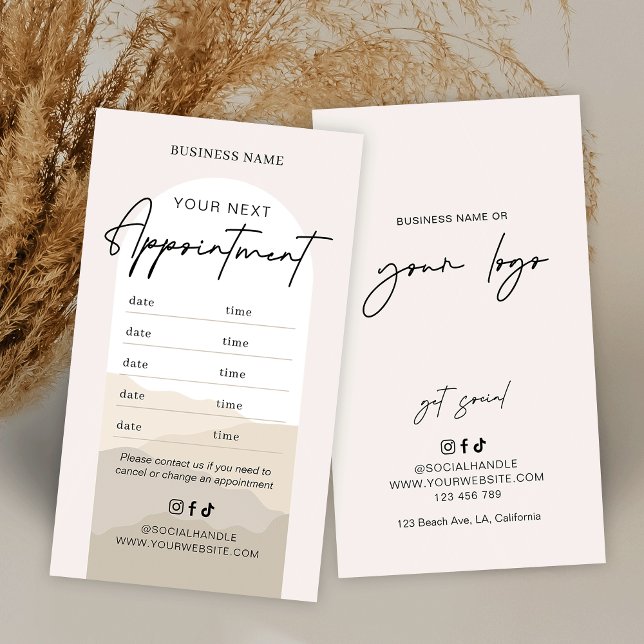 Tarjeta De Citas Salón de Belleza Boho Arch Neutrals Beige Monogram (Subido por el creador)