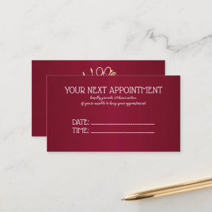 Tarjeta De Citas Salón de Belleza Burgundy Wine & Golden