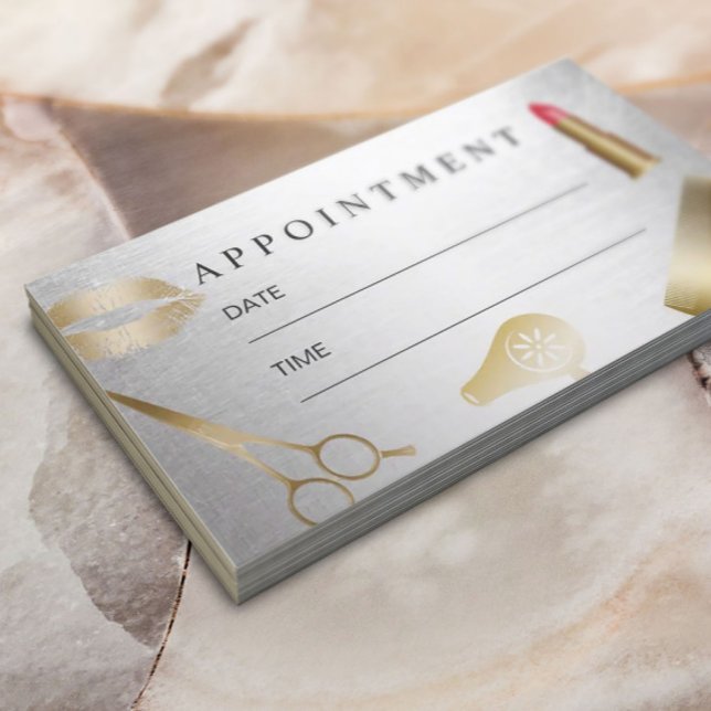 Tarjeta De Citas Salón De Belleza Cabello Elegante Dorado Moderno Y (Subido por el creador)