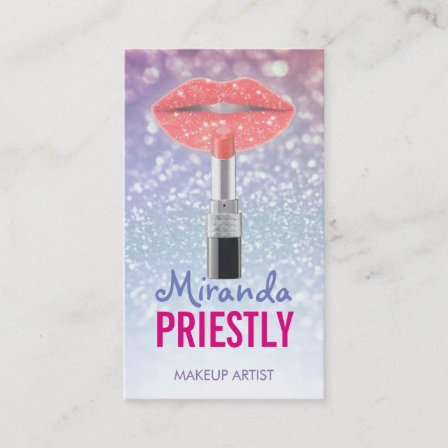 Tarjeta De Citas Salón de belleza de maquillaje Labios Rojos y Labi (Anverso)