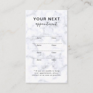 Tarjeta De Citas Salón de Belleza de Mármol Blanco Simple y Elegant