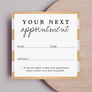 Tarjeta De Citas Salón de Belleza Elegante Moderno en Dorado Falso 